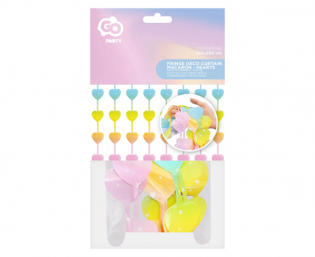 Záves s potlačou Macaron Srdcia, pastel, 100x200 cm