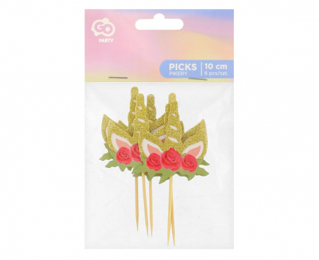 Špáradlá Jednorožec s kvetmi, 6 ks.