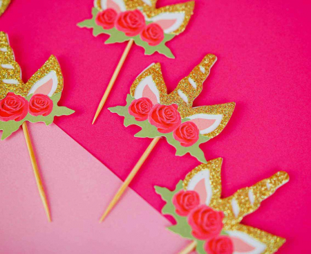 Špáradlá Jednorožec s kvetmi, 6 ks.