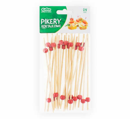 Koktailové špáradlá ČERVENÉ GULIČKY, 24 ks.