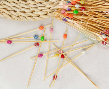 Koktejlové špáradlá GULIČKY S KVETINAMI, 120 ks.