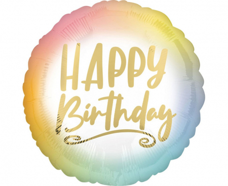 Fóliový balón Happy Birthday Ombre, zlatý nápis, 18 palcov