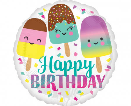 Fóliový balón Happy ice cream birthday, 18 palcov