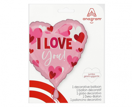 Fóliový balón Jumbo - I Love You Playful Hearts, 71x71 cm