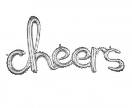 Fóliový balón s nápisom CHEERS, strieborný
